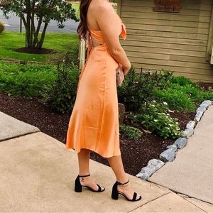 Orange midi dress